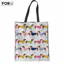 FORUDESIGNS/Милые Красочные Щенок таксы печати женщина хлопок торгового сумки мода складной тканевый мешочек большой Recyle шоппер
