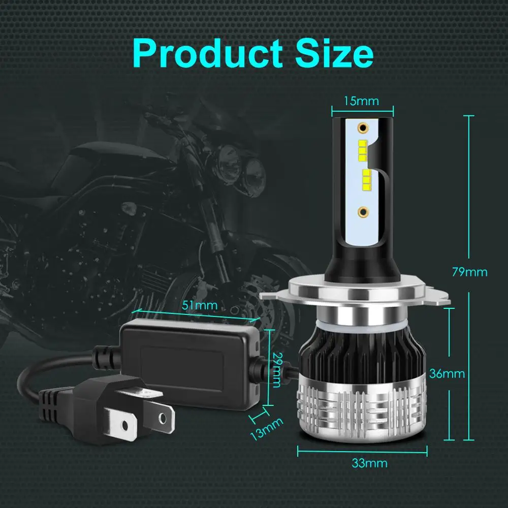 H4 светодиодный фонарь для мотоцикла с Lumi светодиодный s чипы ZES Canbus 6000LM 40 Вт Hi/короче спереди и длиннее сзади) Moto фонари скутера 6000 K Автомобильная фара 12 V