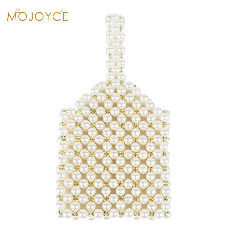 

Oval Shaped Pearl Beaded Handbag Women White Clutch Bag Shoulder Messenger Handbags Pearl Elegant Women Bead Top-handle Bags