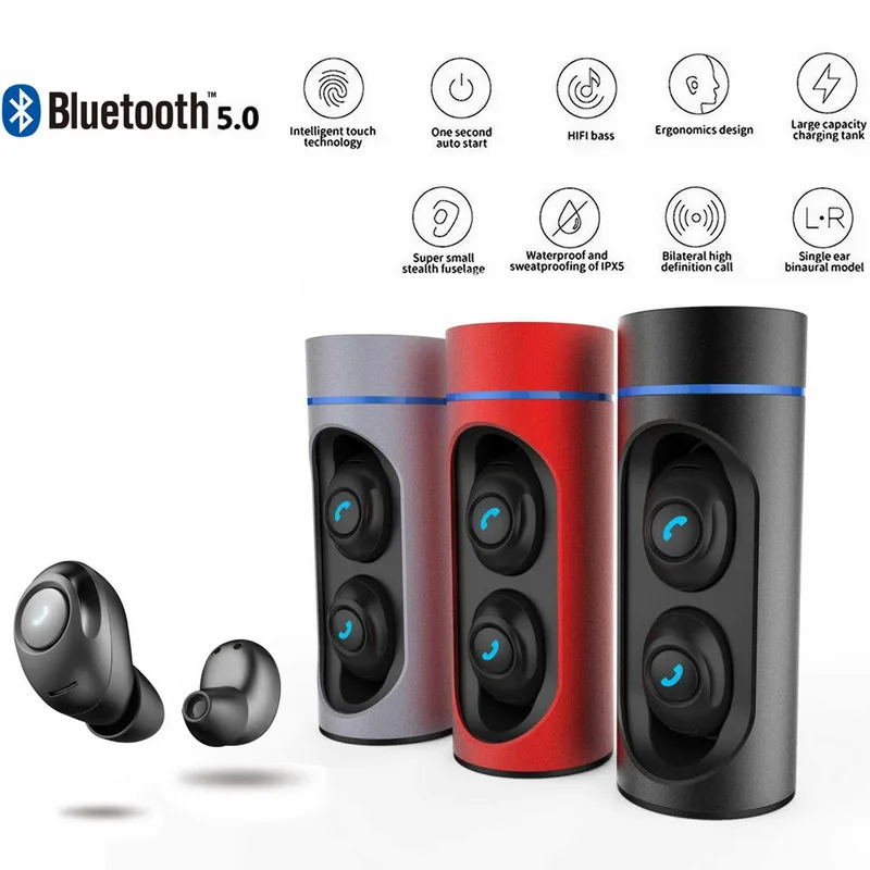 Wireless Duel Earbud Music In Ear Earphone Bluetooth Car Headset With Mic