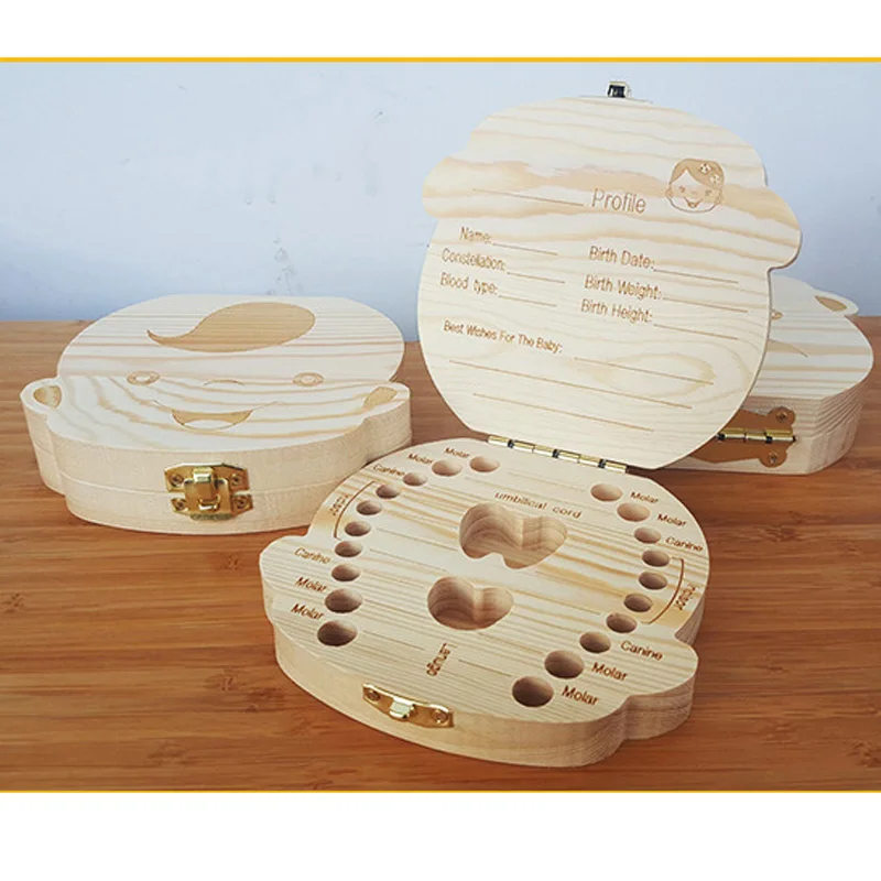 Деревянная коробка для зубов Lanugo caja madera английская/испанская хранения коробочка