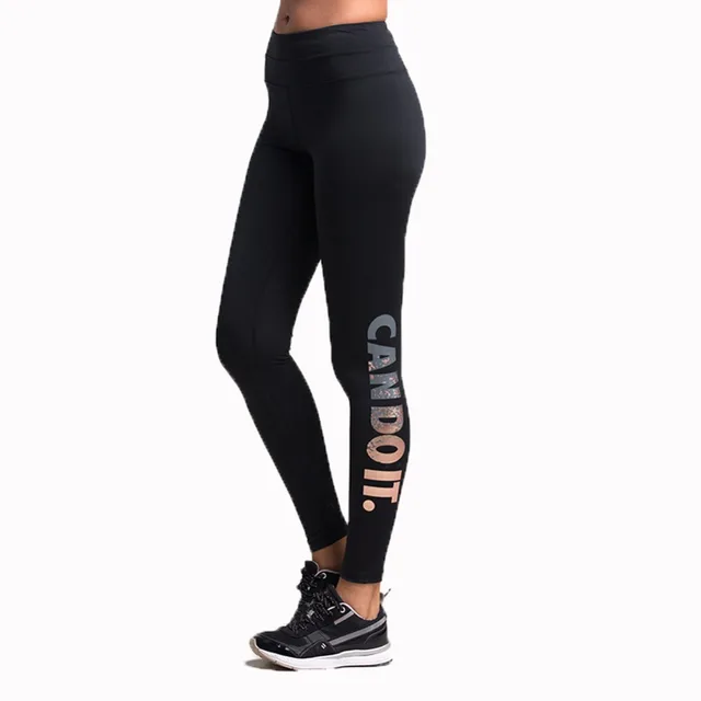 2017 Sale Sports Tights Women Bronzing Letters Stretch Quick-drying Yoga Trousers Running Compression Pants Fitness Gym Female