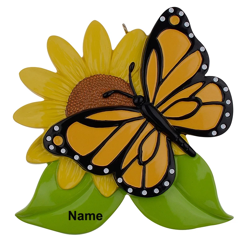 Personalized Butterfly Decorative Hanging Ornaments with big yellow sunflower