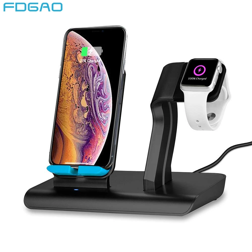 FDGAO 2 в 1 Подставка для зарядки Apple Watch 5 4 3 Быстрое беспроводное зарядное устройство
