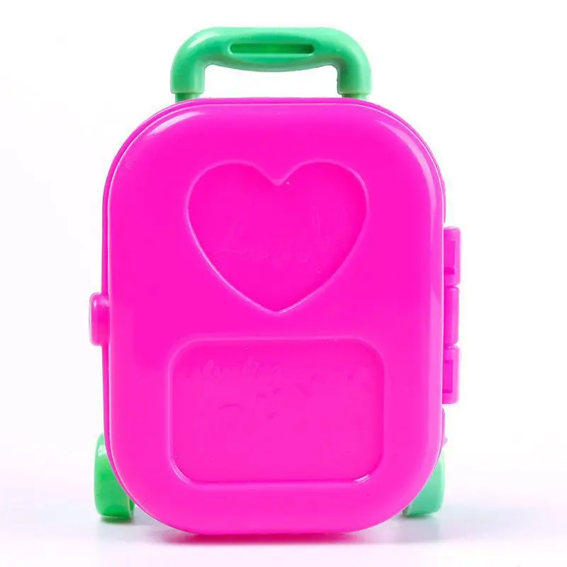 3D Kid Child Wheel Travel Train Suitcase Luggage Case Doll House Dress Toys Dollhouse Furniture 65370