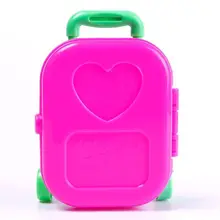 3D Kid Child Wheel Travel Train Suitcase Luggage Case Doll House Dress Toys Dollhouse Furniture 65370