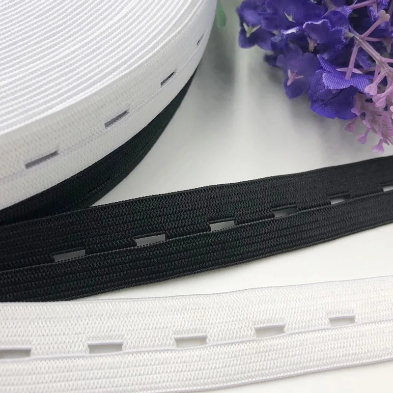 2 м Швейные вязаные пуговицы плоские эластичные ленты 15 мм белый и черный - Цвет: mix color