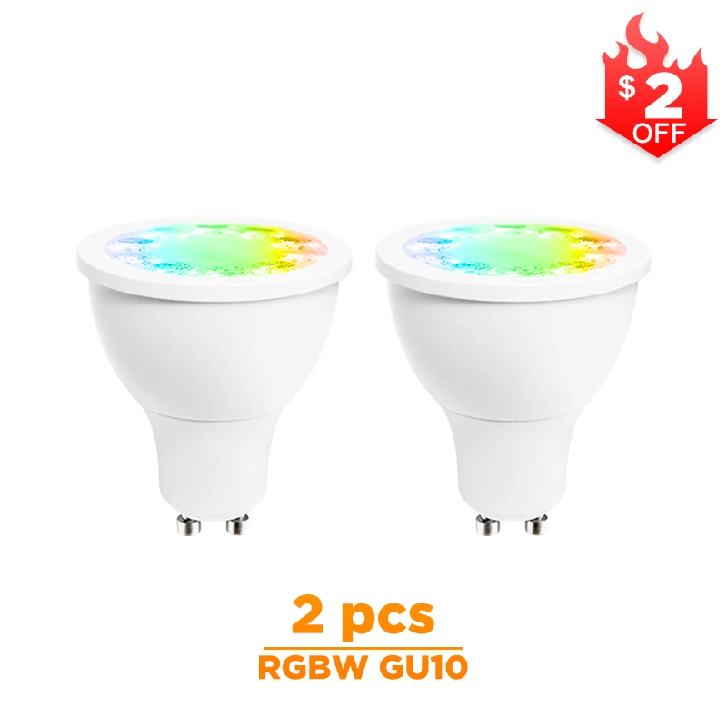 ZIGBEE rgbw gu10 Точечный светильник, rgbw RGB CCT gu10 прожектор zigbee zll 5 Вт AC100-240V светодиодный контроллер приложения работает с Amazon echo plus - Испускаемый цвет: 2 pcs rgbw gu10