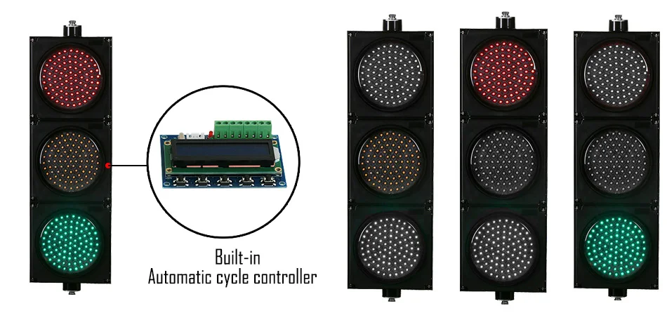 Автоматическая цикл работает контроллер светодио дный светофор 300 мм 12 дюймов светодио дный сигналы светофора светодио дный знак