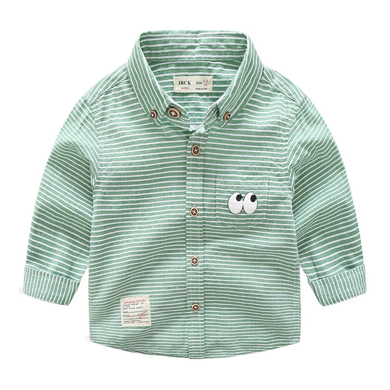 Рубашка в полоску весенне-Осенняя детская одежда для мальчиков Повседневная рубашка на пуговицах с длинными рукавами для маленьких джентльменов BC017