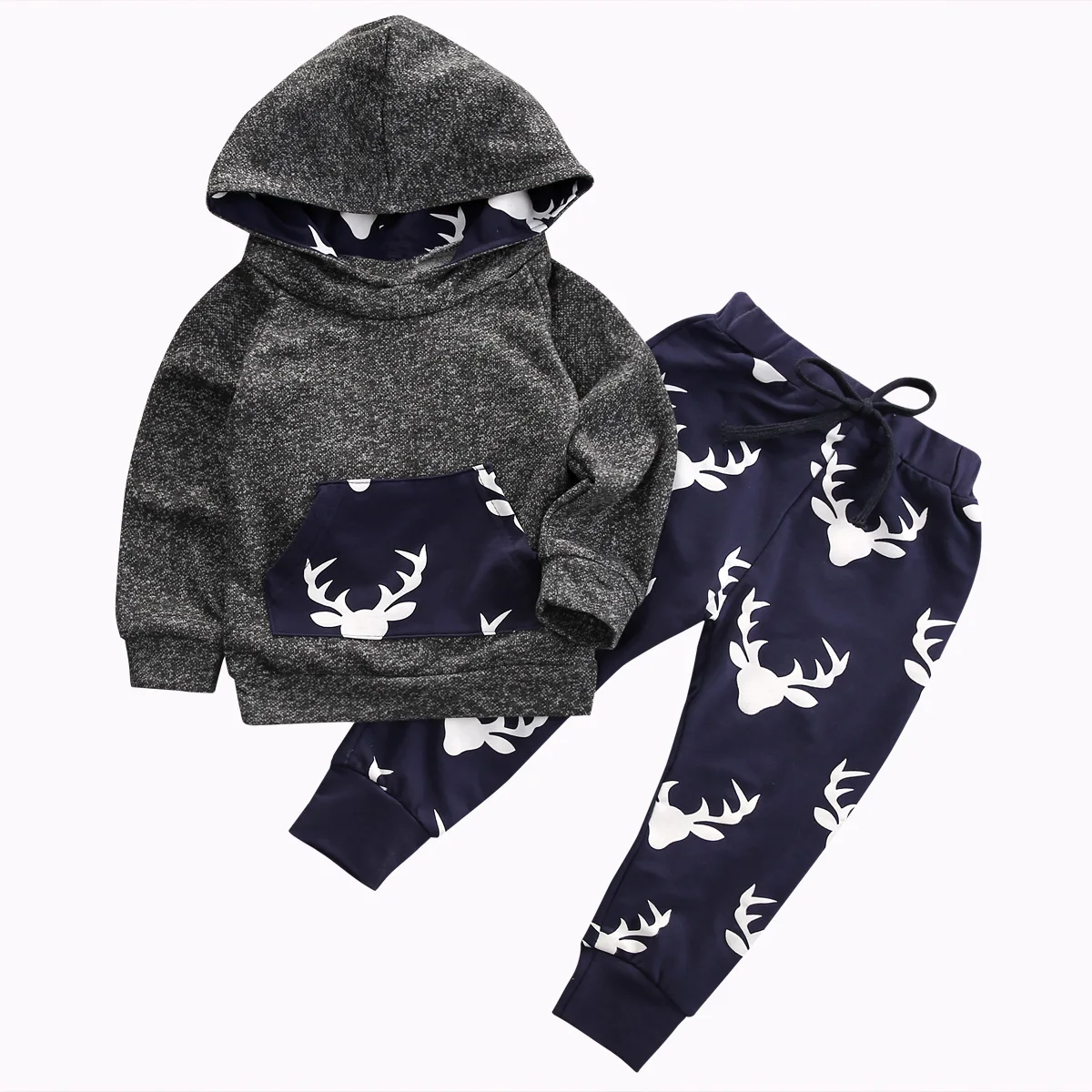 Newborn Toddler Baby Boy Girl Moose Hoodie Tops+Long Pants Outfits Xmas