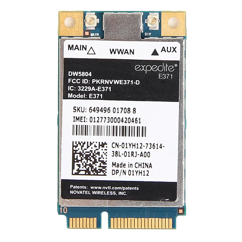 Беспроводная карта адаптера для разблокированного Dell DW5804 5804 E371 4G LTE/WWAN мобильного широкополосного доступа 01YH12 E371 PCI-E 3g/4G WLAN WCDMA модуль