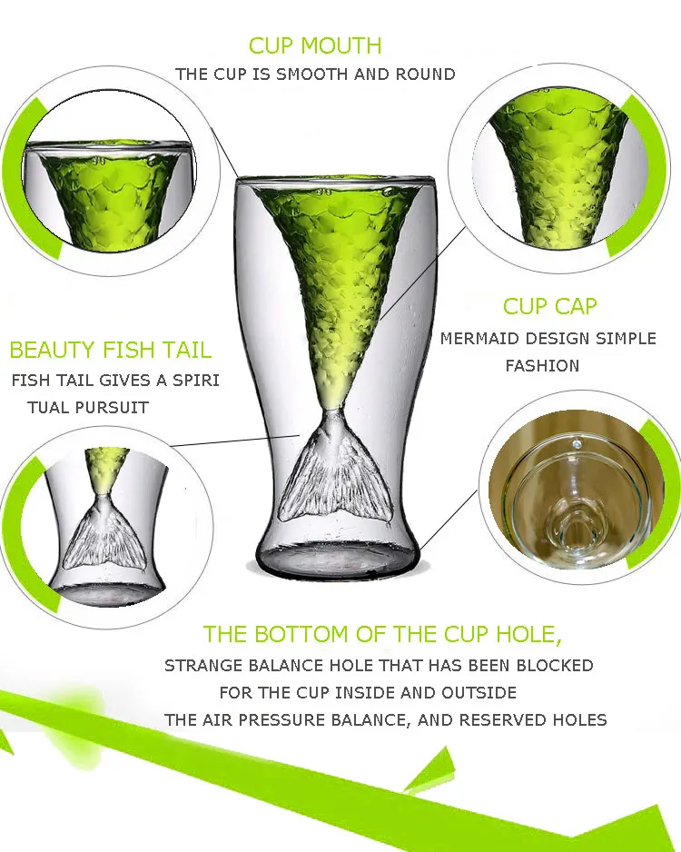 Creative Designer Mermaid Shape Glass Party Transparent Champagne Cocktails Wine Cup Doomed Drinkware for Bar Party Crystal Cup