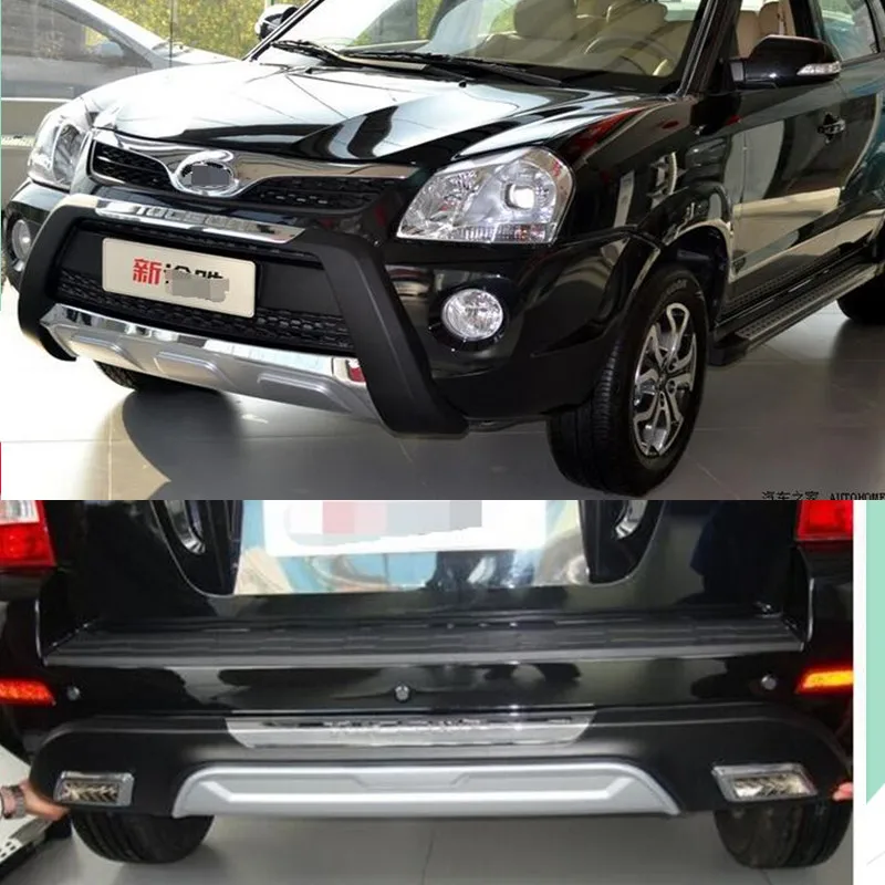 Chrome Black Front + rear bumper protector skid plate guard for Hyundai