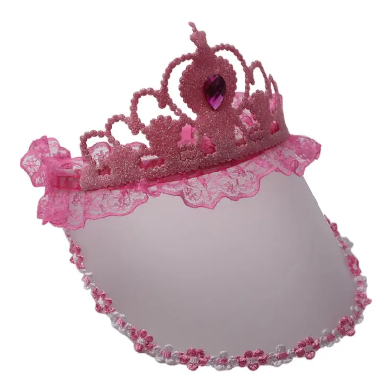 Детская летняя пластиковая шляпа с широкими полями для девочек, Цветочная кружевная блестящая корона принцессы с искусственным