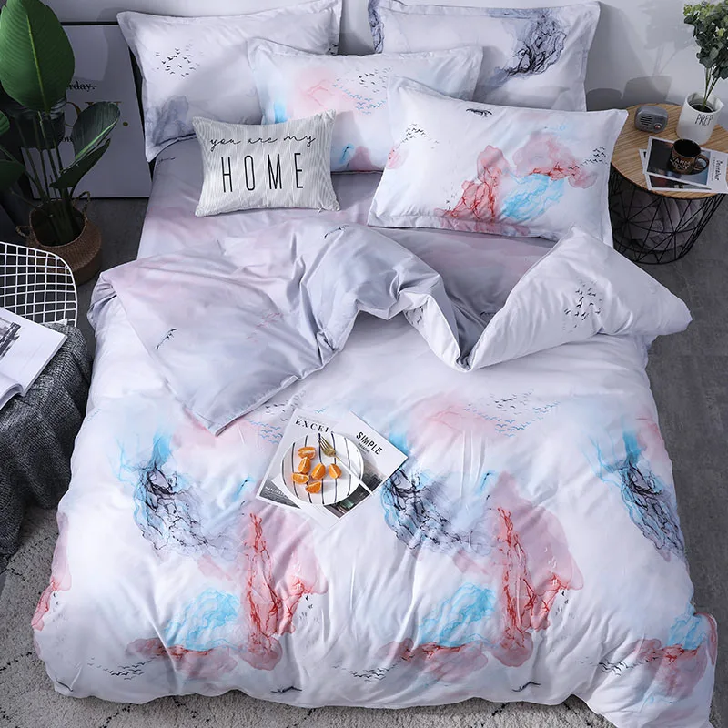 Luxury Bedding set the letter printing Duvet cover sets bed pillowcases sheet set King size Queen size set - Color: 13