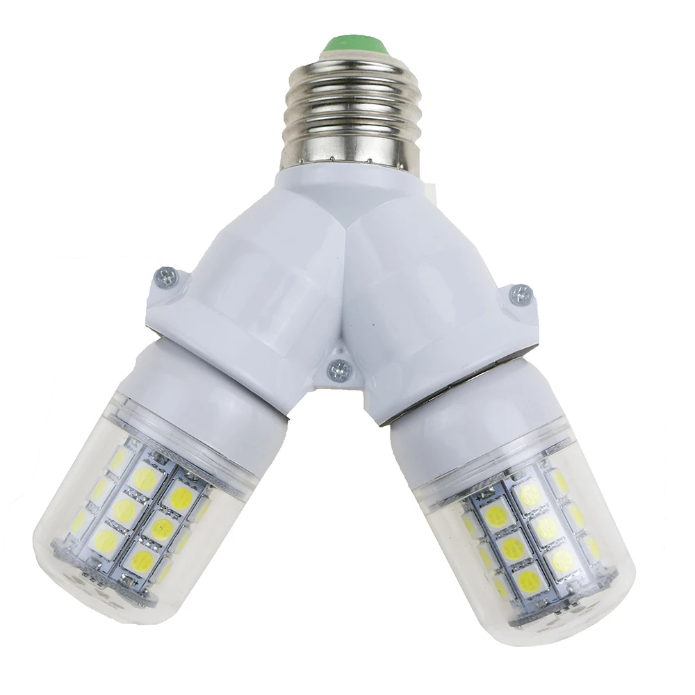 Белый огнеупорный E27 на 2 E27 держатель лампы Конвертер Разъем для Led светильник E27 винт сплиттер адаптер Y Форма