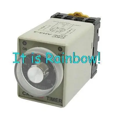 

Free Shipping AC 380V 8P 0-10 Minute Range Adjustable Delay Timer Time Relay AH3-3 w Base