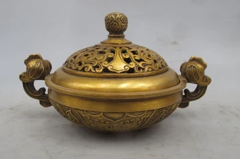 

China Royal Bronze Copper Lucky flower Buddhism Incense Burner Censer