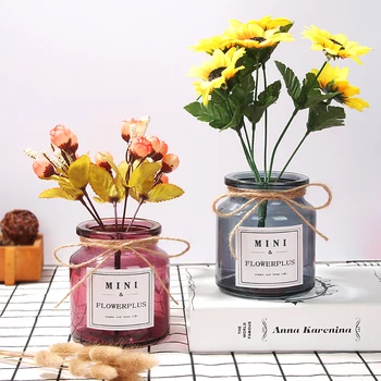 

MINI INS new Flower GLass Bottle Fashion Colorful Glass Flower Bottle Cup Multi-use Glass Container Flower Vase without Flower