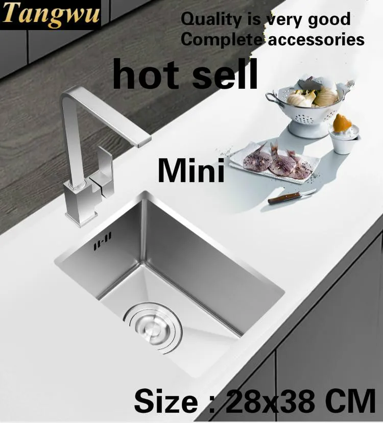 

Free shipping Apartment kitchen manual sink single trough vogue 304 stainless steel mini hot sell 280x380 MM