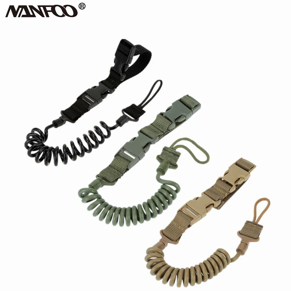 

Airsoft Spring Strap2 Point Rifle Sling Adjustable Bungee Tactical Hunting Gun Strap System Safety Elastic Spring Keychain Strap