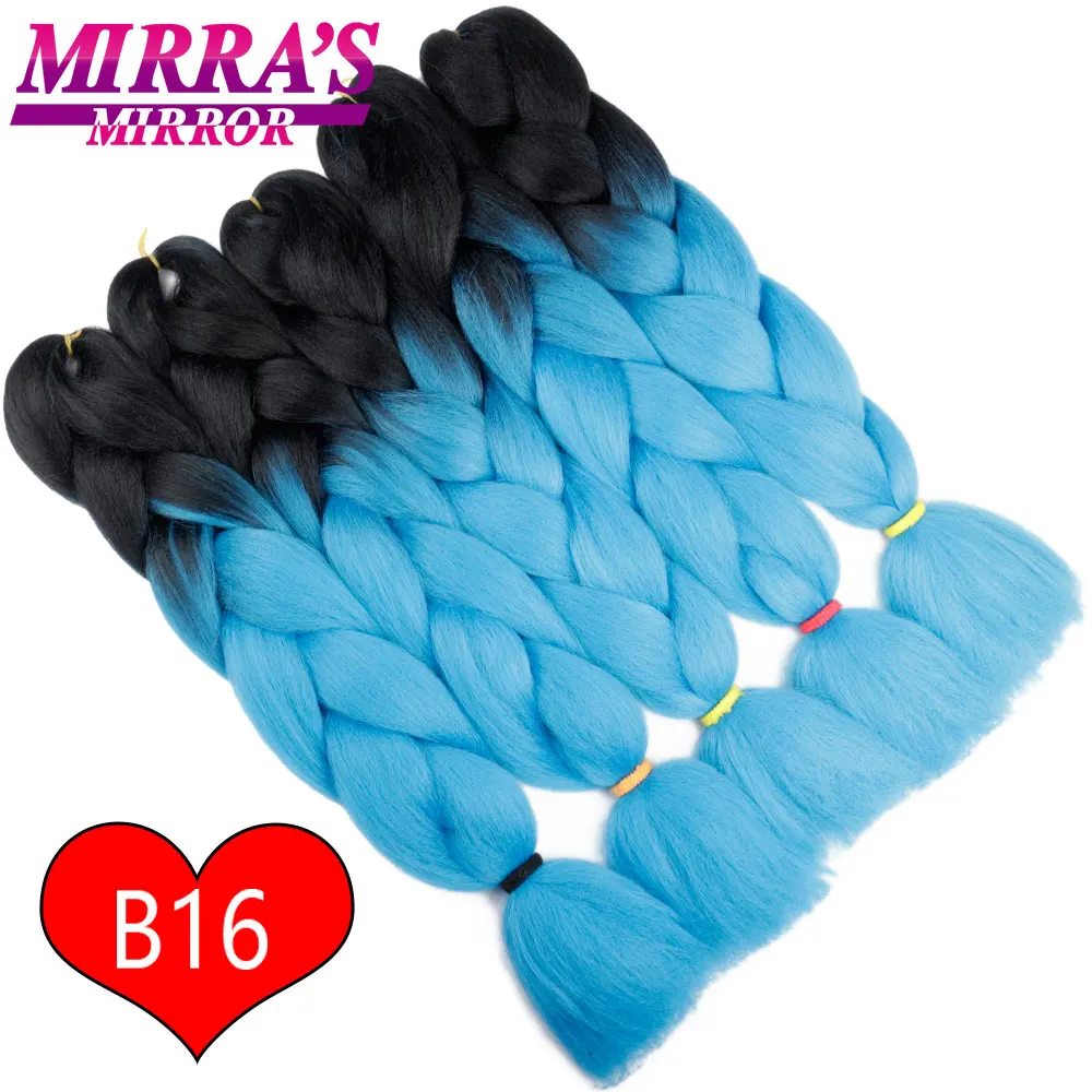 Mirra's зеркальные пучки кос-жгутов Омбре плетение синтетические накладные волосы крючком волосы для косичек синий зеленый два/три тона - Цвет: 4/30HL