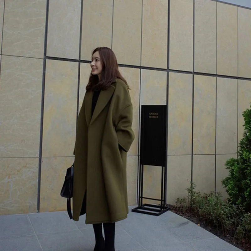 

Women Solid Long Coat Cotton Overcoat Loose Winter Autumn Outwear Trench Coats KNG88
