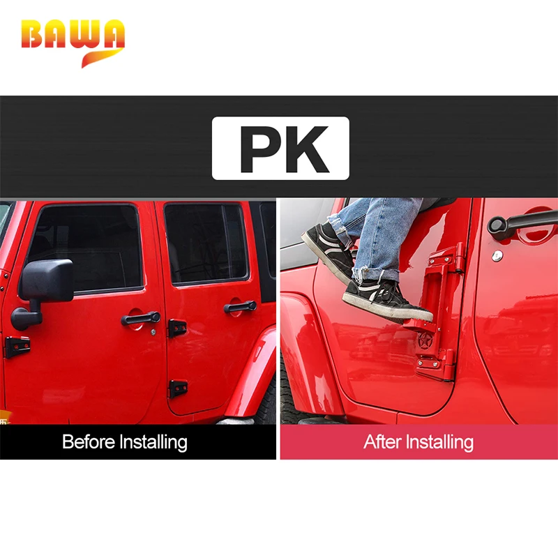 BAWA подножки дверные ступеньки дверная петля ножная педаль для Jeep Wrangler JK JL 2007 + стальная пластина для скалолазания BAWA подножки дверные ступеньки дверная петля ножная педаль для Jeep Wrangler JK JL 2007 + стальная пластина для скалолазания