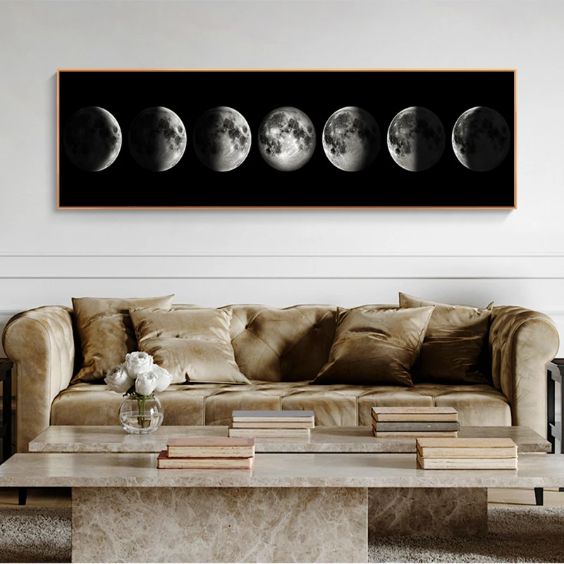 Плакаты Moon на холсте настенные художественные картины для гостиной черно-белые
