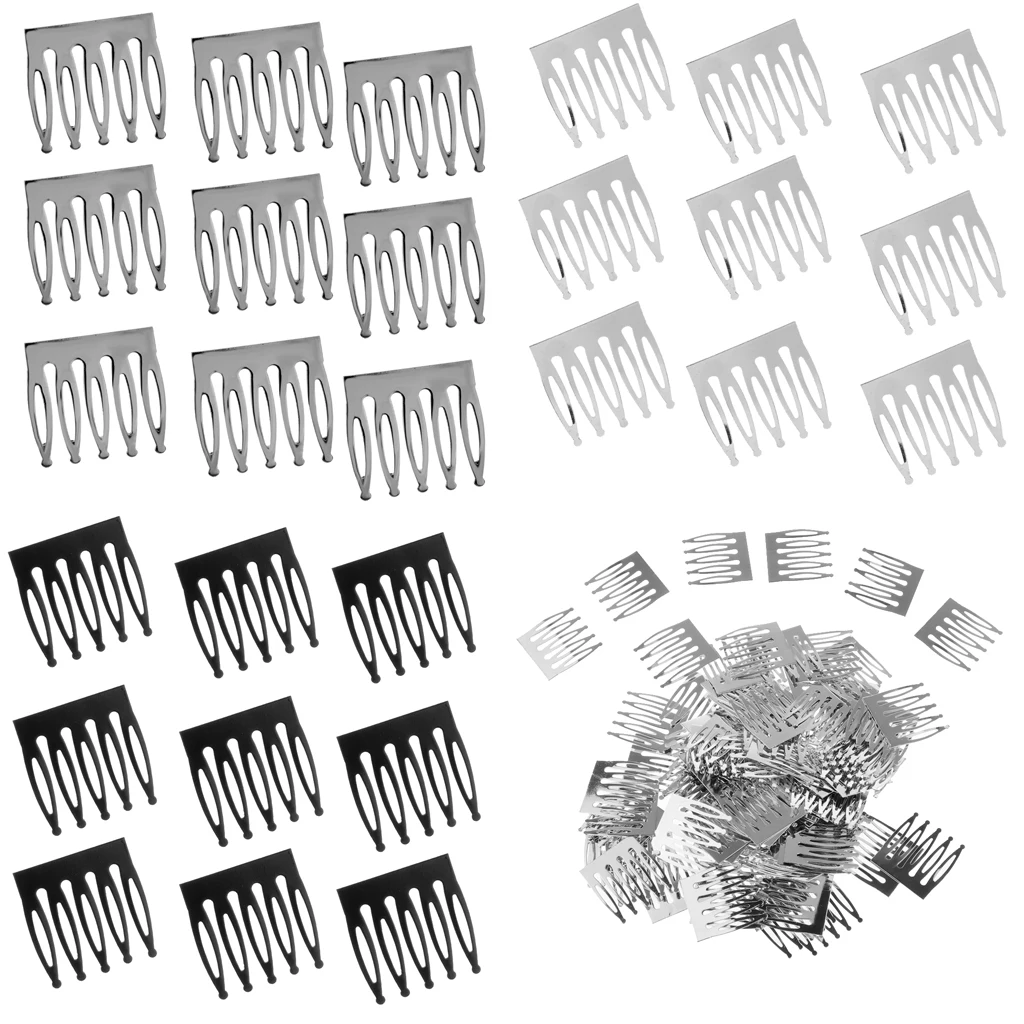 100Pcs Mini 5 Teeth Metal Hair Clip Combs Hair Decor for  Dolls Accessories