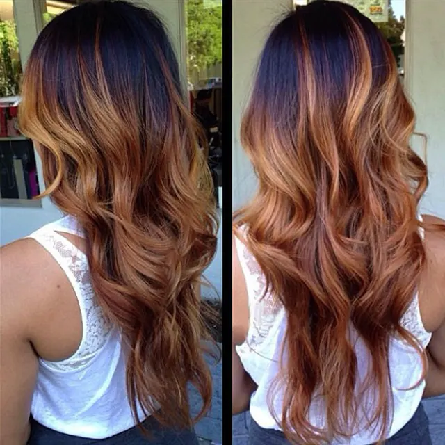 Two Tone Weave Ombre Human Hair Extensions 4 bundles 1B/27