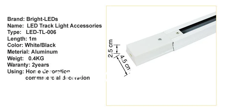 4 шт./лот 1 м/шт. 4 м алюминиевый Трековый светильник для установки трека(LED-TL 001-005) Лучшая цена