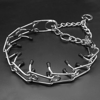 

4 Sizes Pet Dog Training Obedience Choke Chain Adjustable Plated Steel Prong Dog Collar For Pit Bull With Cover