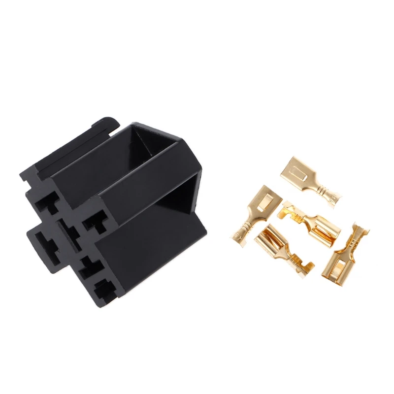 

40A 5 Pin Relay Connector Socket with 5 x 6.3mm Terminals Car Truck Vehicle Relay Case Holder