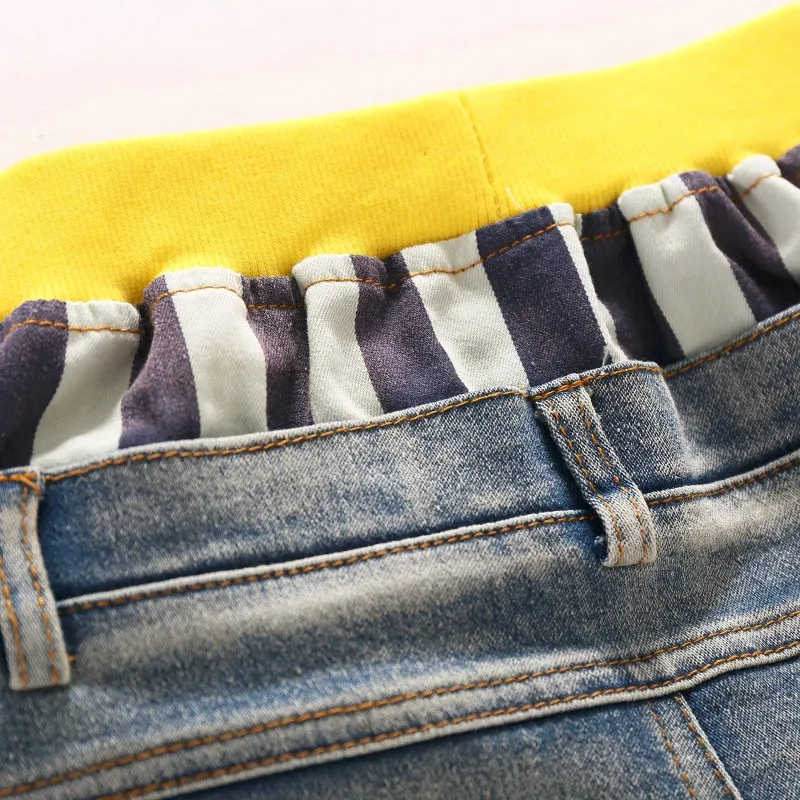 Boys Jeans Children Sring Autumn Full Length Jeans Pants Cotton High Quality Jeans with Elastic Waist For 3 to 7 years old 7
