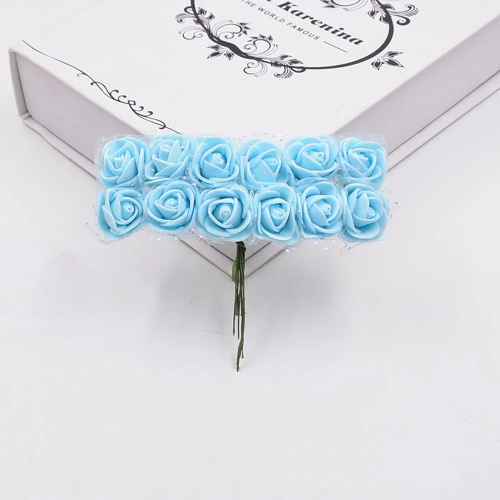 12Pcs/Lot Mini Lace Foam Rose Artificial Flower for Wedding Home Decoration DIY Craft Wreath Gift Decor Fake Flower Scrapbooking 12Pcs/Lot Mini Lace Foam Rose Artificial Flower for Wedding Home Decoration DIY Craft Wreath Gift Decor Fake Flower Scrapbooking