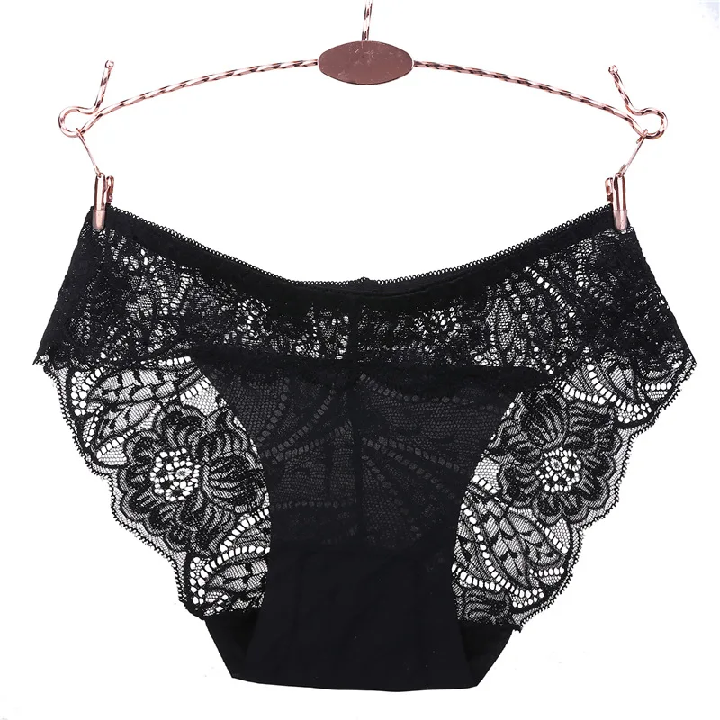 

One Piece Seamless Lace Briefs Low Waist Transparent Briefs Female Underwear Floral Lace Women Panties Breathable Ladies Hot