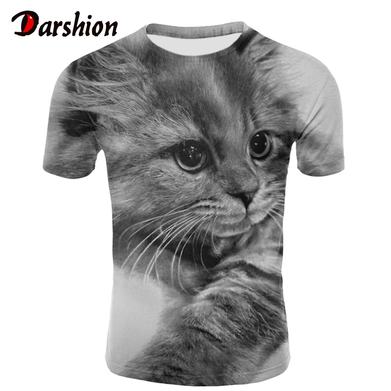 

Women Top Summer T Shirt 3D Cat Print Cool t shirt Streetwear Couple Clothing Femme Short Sleeve O-Neck Tee Shirt DIY Custom