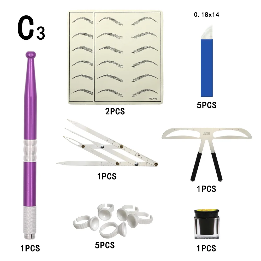Перманентный макияж 3D комплект для микроблейдинга аксессуары для микроволокна бровей татуировки комплект татуировки ручка пигмент чашка практика иглы кожи