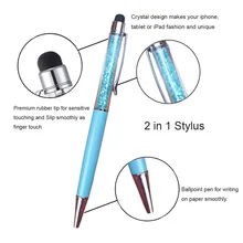 6 шт./компл. 2-в-1 стилус с украшением в виде кристаллов с сенсорным экраном, шариковые ручки для письма школьные канцелярские принадлежности XJ66