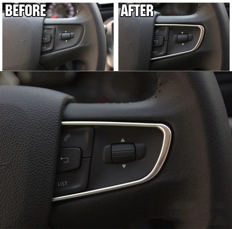 2pcs Steering Wheel Trim Cover Fit For Peugeot 508 2011-408 2014-Chrome Center Console Inner Styling Stainless Bezel