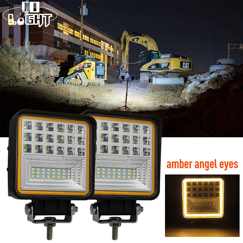 

63W Fog Light Led 3000K Amber Angel Eyes Led Work Lights for 4Wd 4X4 Gmc Dacia Citroen Fiat Seat LADA NIVA DC 12V 24V