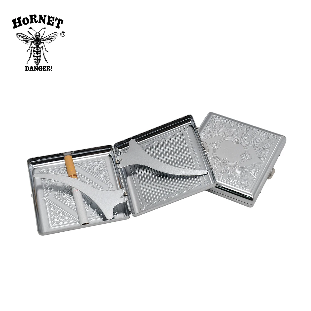 Металлический чехол для сигарет 20 шт сигарет(85 мм* 8 мм) коробка для табака карманного размера(90 мм* 80 мм) с 2 зажимами