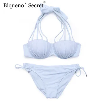 

White Push Up Swimsuit Women Underwire Swimwear Bathing Suit Bandage Support Bikinis Beach Push Size Bikini Set 2019 Biquini NEW