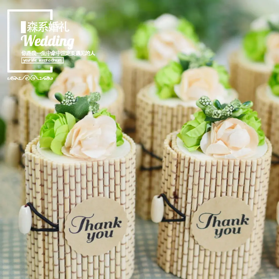 

Vintage Forest Wedding Candy Box Bamboo Gift Packing Favor Boxes Chic Rustic Wedding and party Decoration
