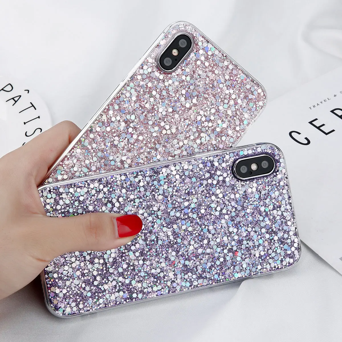 YISHANGOU Bling Glitter Sparkle Phone Case For iPhone X 10 8 Plus Soft