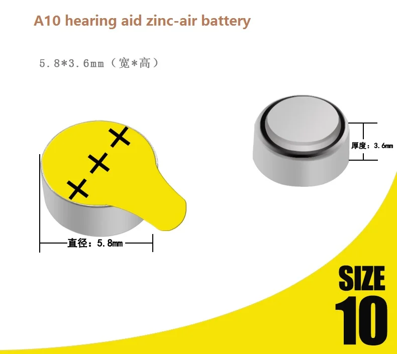 60 x батарейки для слуховых аппаратов A10 10A ZA10 10 S10, 60 шт. батарейки для слуховых аппаратов. Цинковоздушная 10/A10