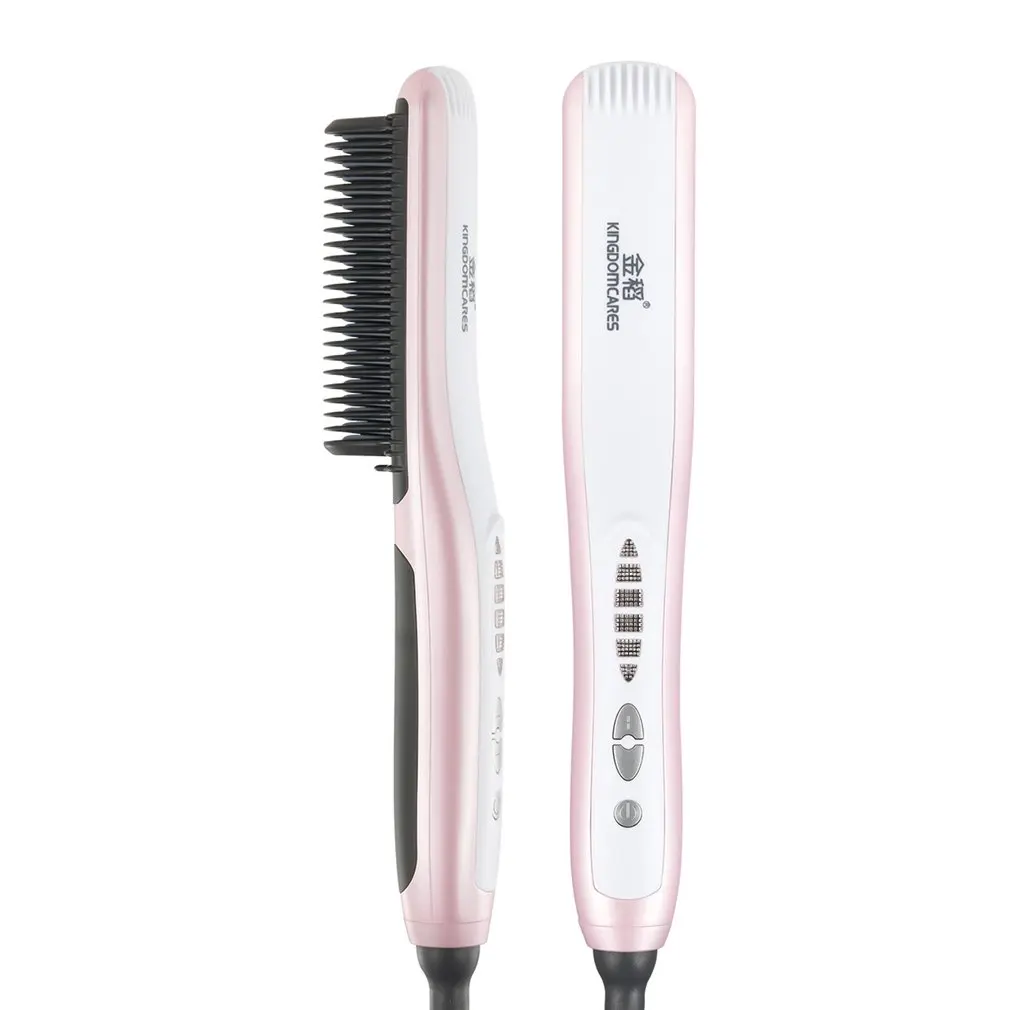 

Professional flat iron straightening brush ceramic hair straightener comb smoothing Digital display salon
