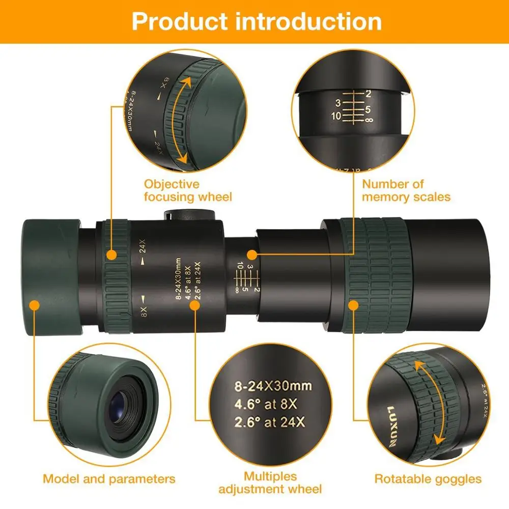 8-24X30 зум телескоп Двойной фокус Монокуляр прицелы BAK4 призма объектив смартфон адаптер и штатив для наблюдения за птицами Охота Туризм